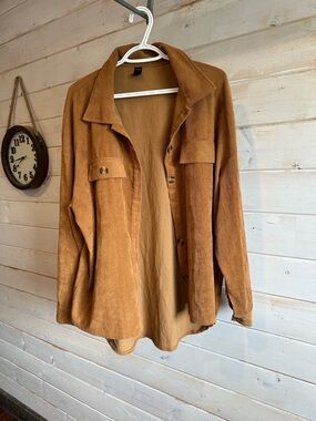 SHEIN | Brown Corduroy Button Down Shirt/Shacket